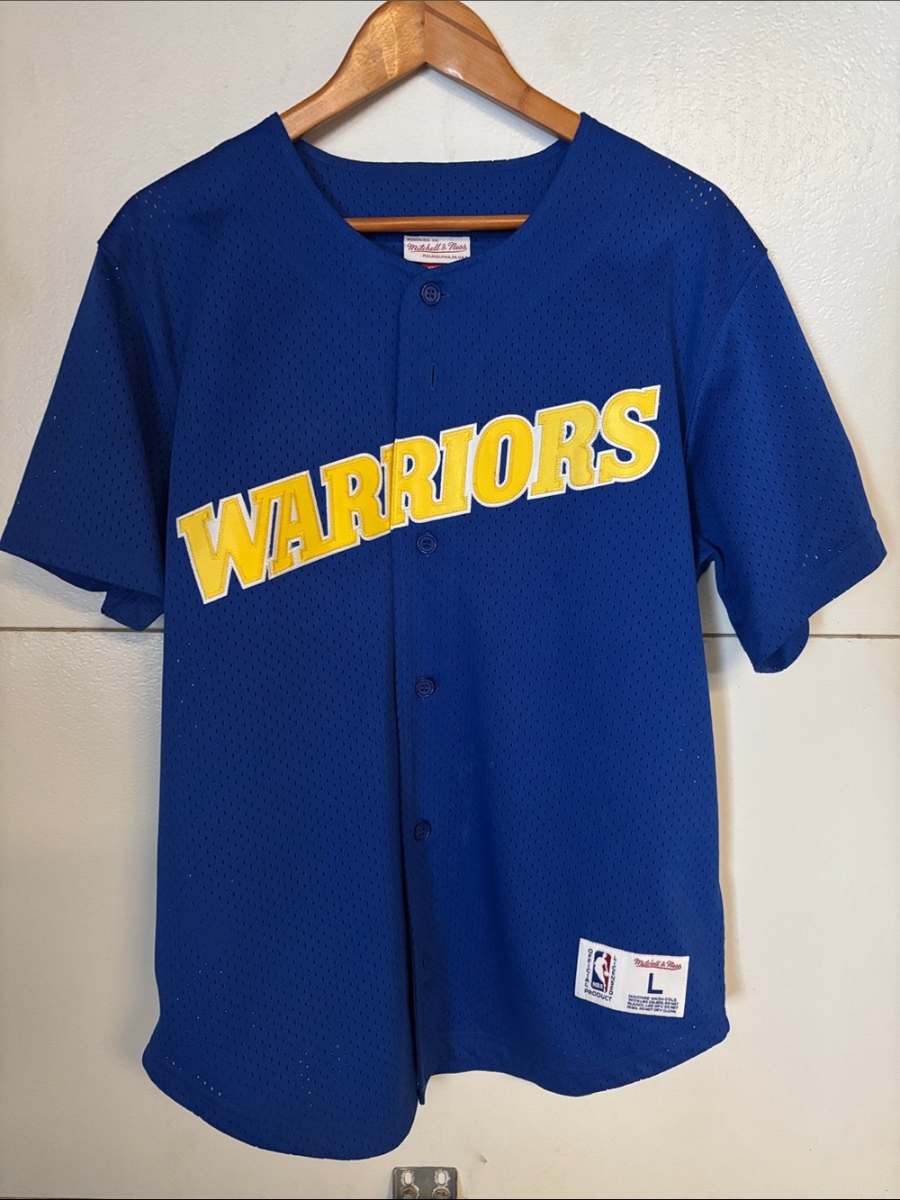 Warriors Mens Blue Jersey with Yellow Script